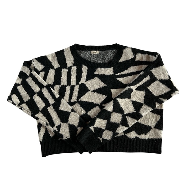 debut Sweaters - Debut Abstract Black and Cream Sweater